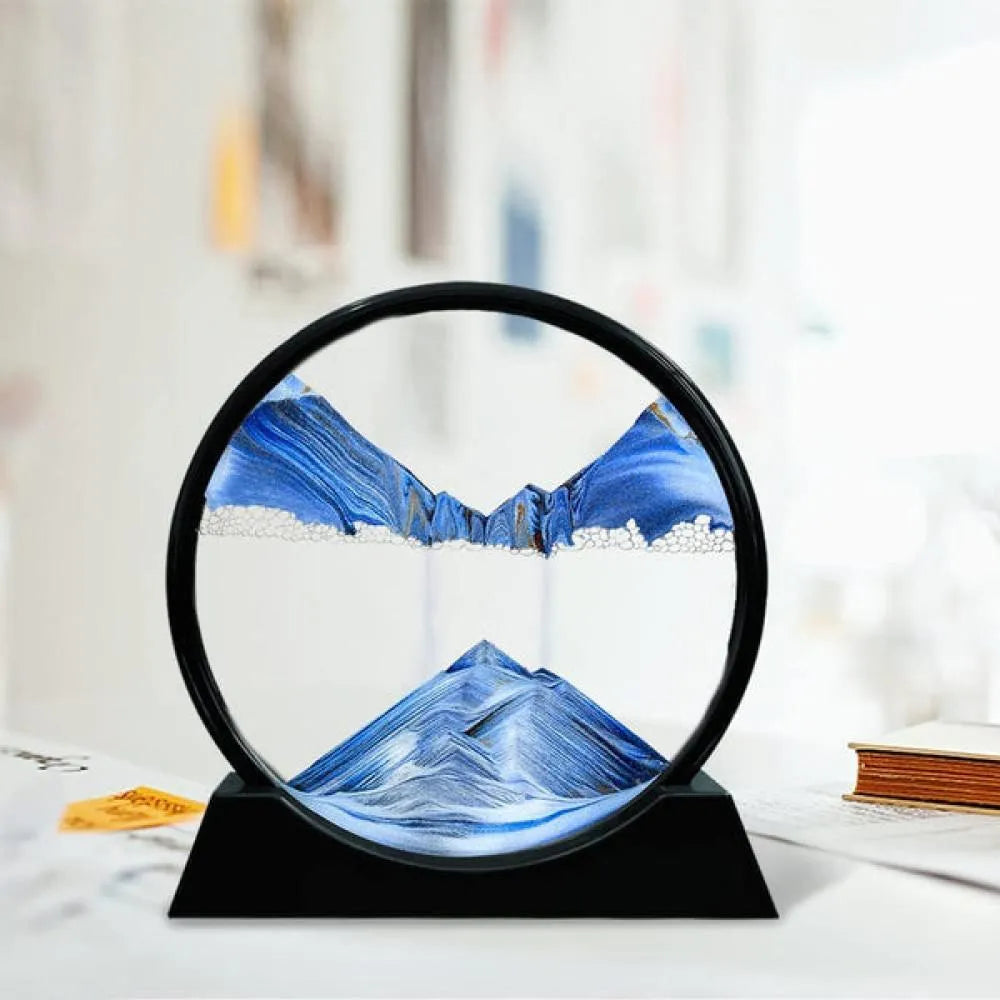 3d Moving Sand Art Blue Mountain Frame For Home Office