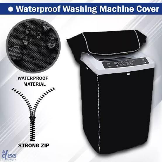 Waterproof Washing Machine Cover Black Silver Zipper