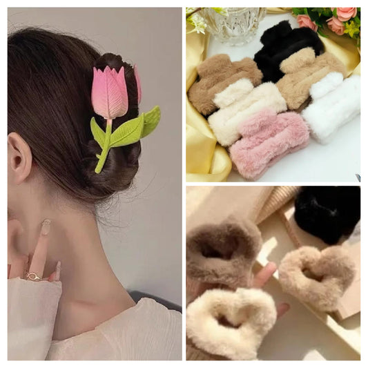 3in1 HairCatchers Flowers pack of 2 And Fur x1 And other fur x1 Trending Style Aesthetic HairCatchers 3in1
