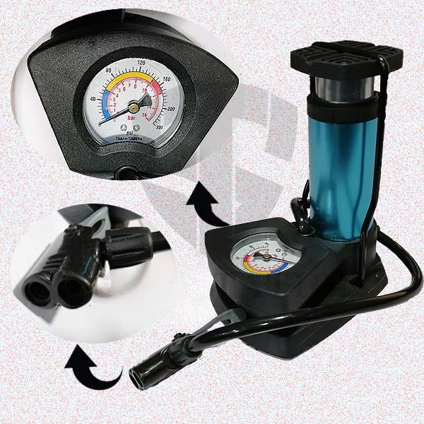 Foot And Hand Air Pump With Air Pressure Gauge – Fast Portable Car Bike And Cycle Inflator For Tires Balls And Inflatables