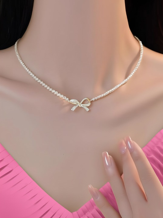 Bow Shape Necklace Trending Premium For Girls