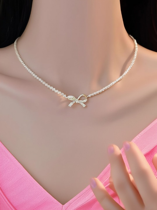 Bow Shape Necklace Trending Premium For Girls