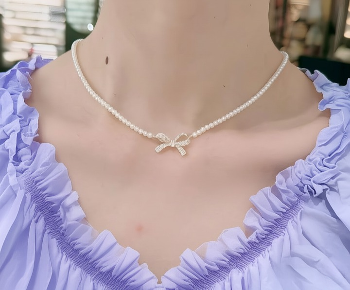 Bow Shape Necklace Trending Premium For Girls