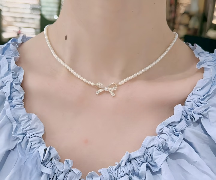 Bow Shape Necklace Trending Premium For Girls