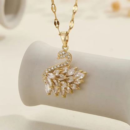 Zircon Swan Necklace only For Girls
