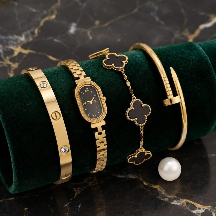 Pack of 4 peices Bracelet and Watch