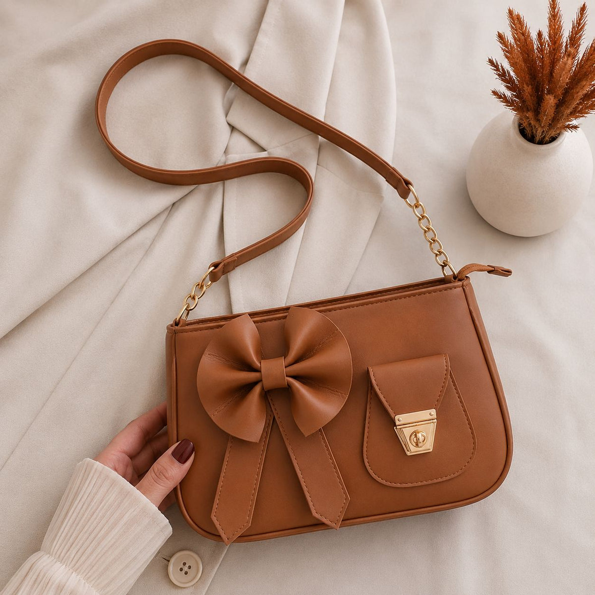 Bella Bow Shoulder Bag – Fashion Mini Handbag with Decorative Bow Design