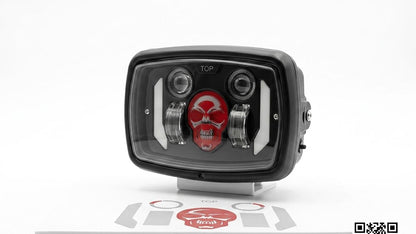 Premium Skull Headlamp for All Bikes – Aggressive Red Skull DRL with Dual LED Projectors