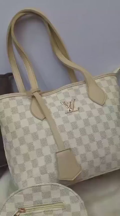 Women’s LV Print Handbag Set With Small Bag Stylish Leatherette Design