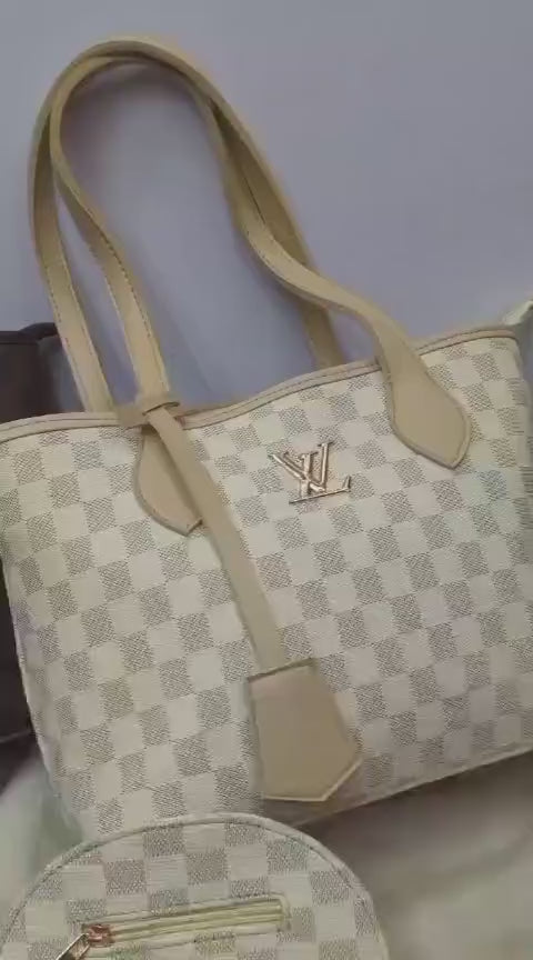 Women’s LV Print Handbag Set With Small Bag Stylish Leatherette Design