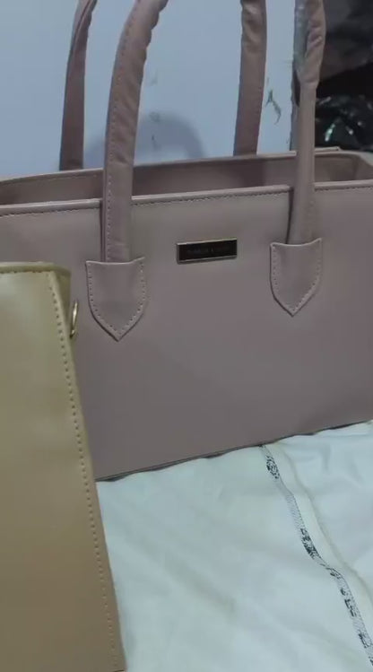 Charles And Keith 2 Zipper Bag Leatherette Handbag With Small Cat Charm